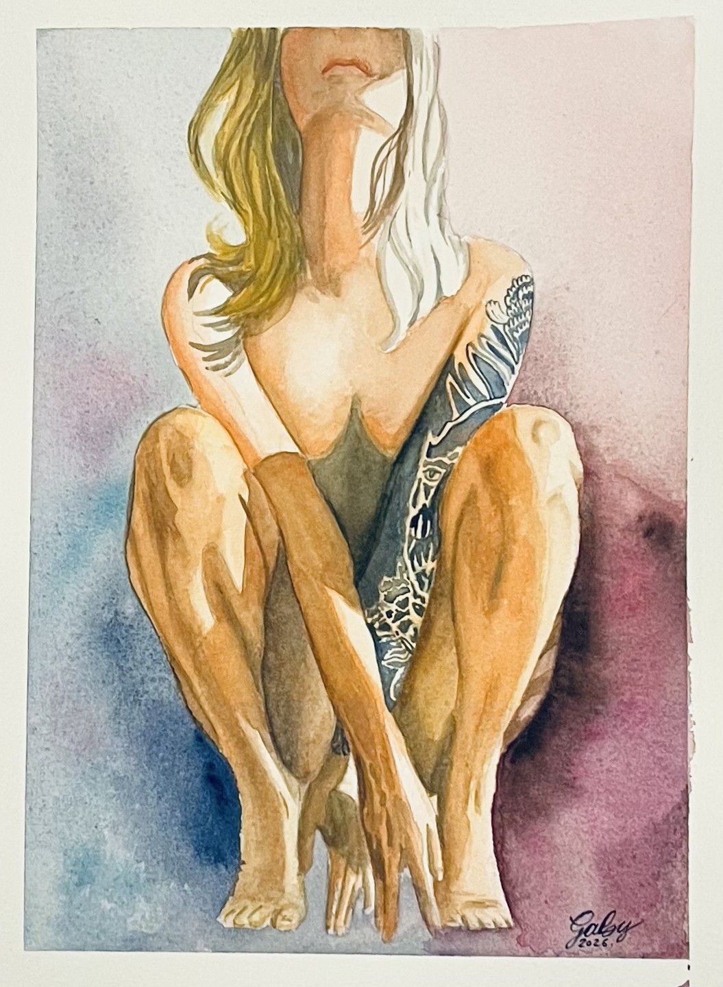 Ilustración chica tatuada detalle